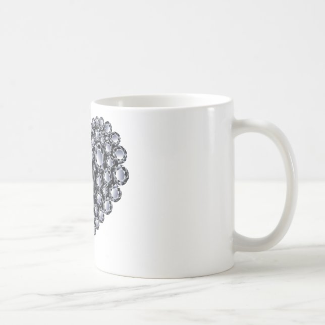 Black Diamonds Heart Gems Coffee Mug (Right)
