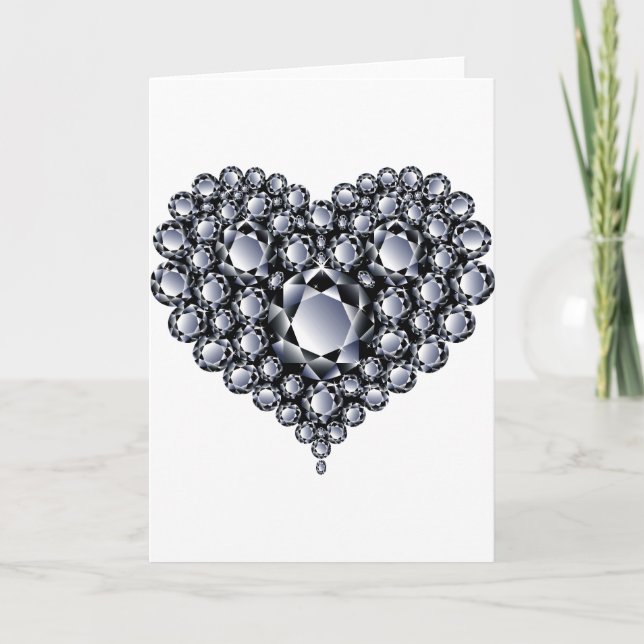 Black Diamonds Heart Gems Holiday Card (Front)