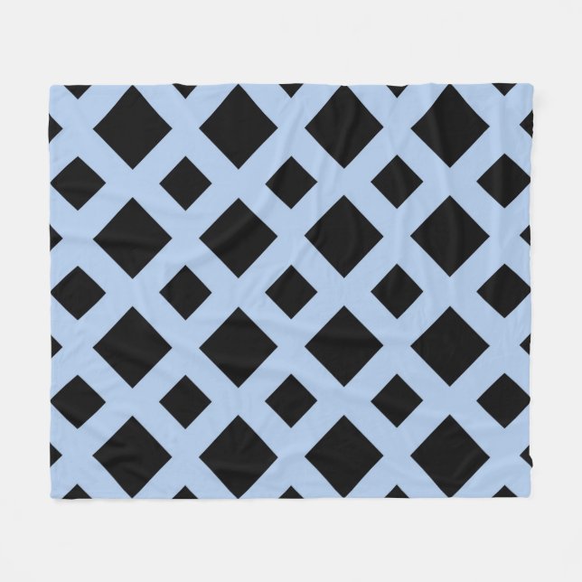 Black Diamonds on Light Blue Fleece Blanket (Front (Horizontal))
