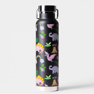 Black dino animals kids birthday gift water bottle