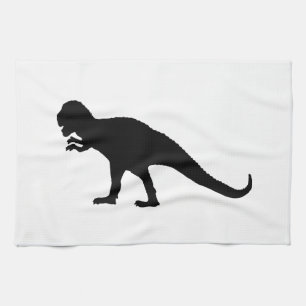 Black Dinosaur Tea Towel