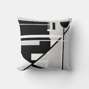 Black Director’s Chair on Grey Geometric Abstract Cushion