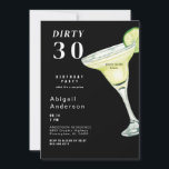 Black Dirty 30 Margarita Birthday Invitation<br><div class="desc">Surprise 30th  Birthday Party Invitation. Margarita,  Party in the house. Black.</div>