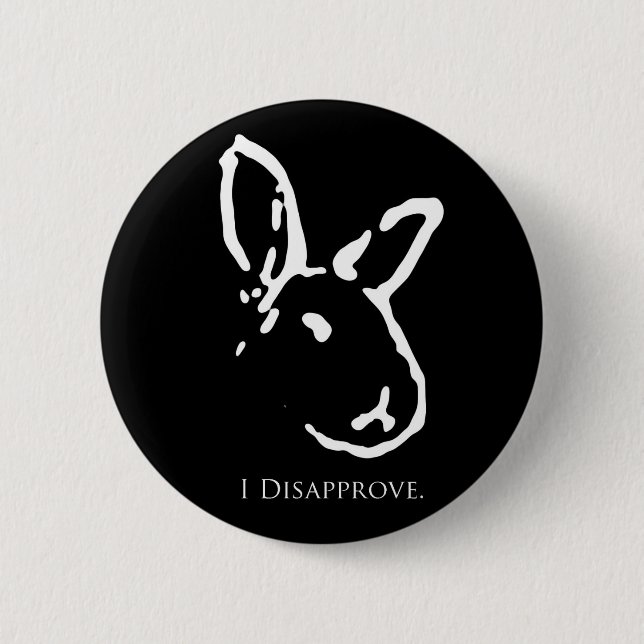 Black Disapproving Rabbits Button (Front)
