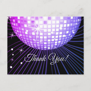 BLACK, DISCO PARTY, DANCE, BIRTHDAY THANK YOU CARD