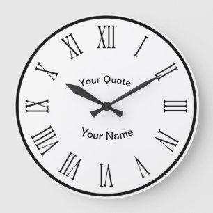 Black Disk n Numbers with radiating Roman Numerals Large Clock