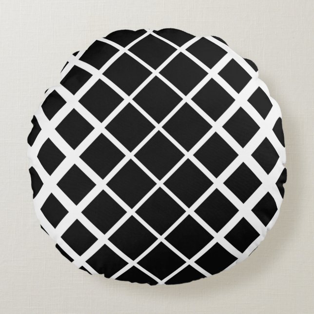 Black Disolving Square Block Pattern Round Cushion (Front)