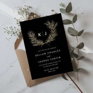 Black Distinguished Monogram Wedding Gold