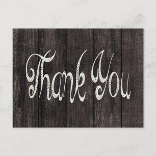 Black Distressed Wood Rustic Thank You Post Card