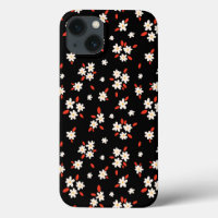 Black ditsy daisy floral print