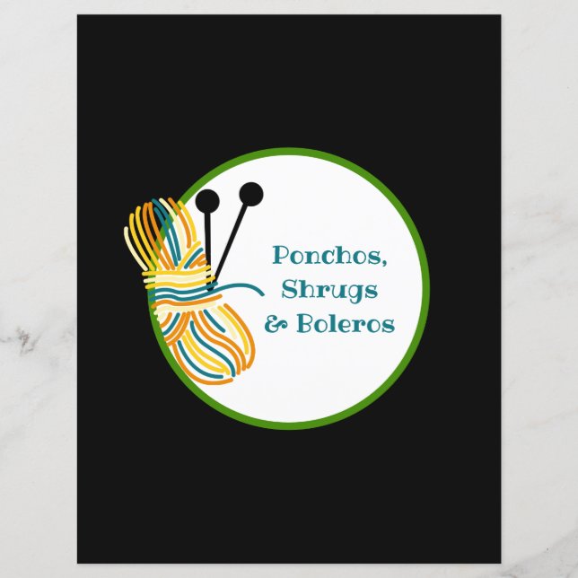 Black Divider Page Knitting Pattern Binder Insert (Front)