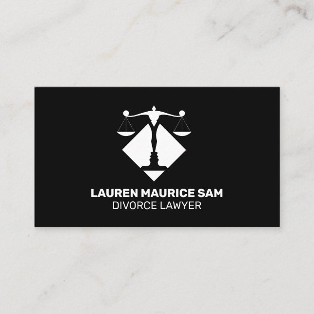 Black Divorce Lawyer Clean & Minimalist Business Card (Front)