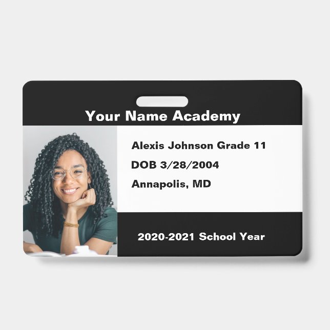 Black Do It Yourself Custom Homeschool Badge ID Badge (Front)