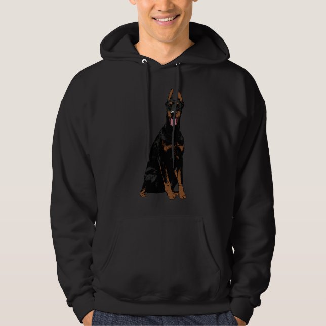 Black Doberman  180 Hoodie (Front)