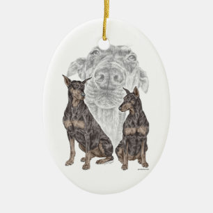 Black Doberman Dogs Ceramic Tree Decoration