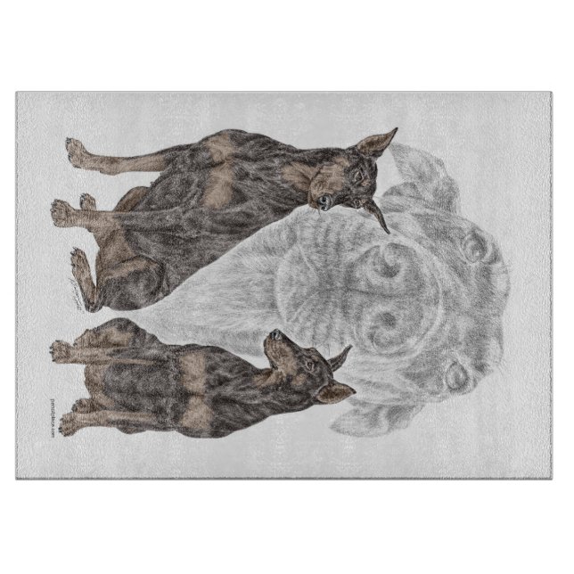 Black Doberman Dogs Cutting Board (Front)