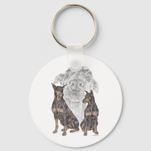 Black Doberman Dogs Key Ring