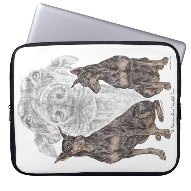 Black Doberman Dogs Laptop Sleeve (Front)
