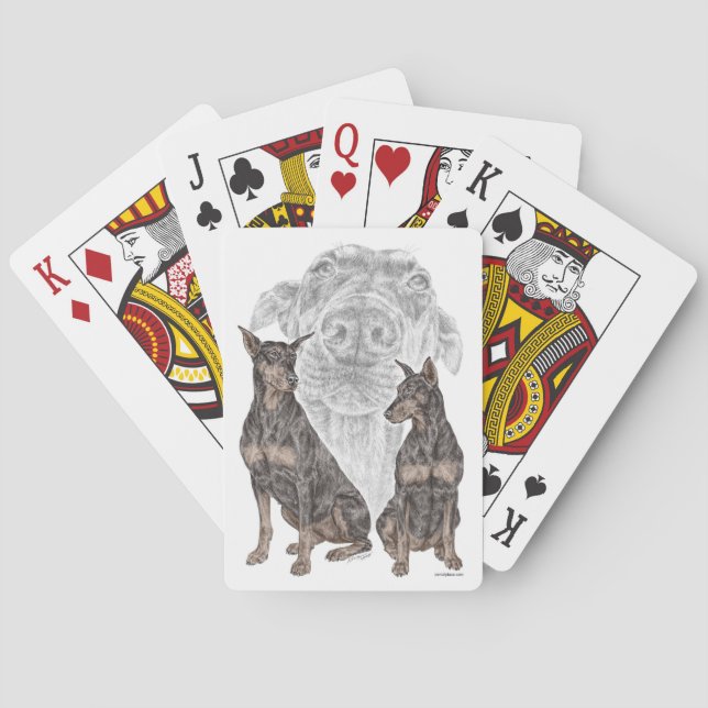Black Doberman Dogs Playing Cards (Back)