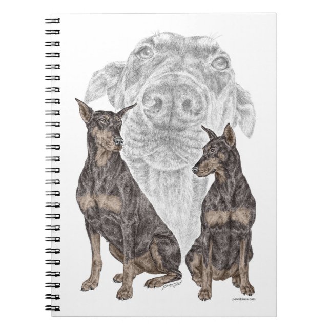 Black Doberman Dogs Spiral Notebook (Front)