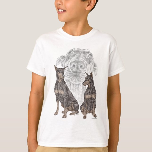 Black Doberman Dogs T-Shirt (Front)