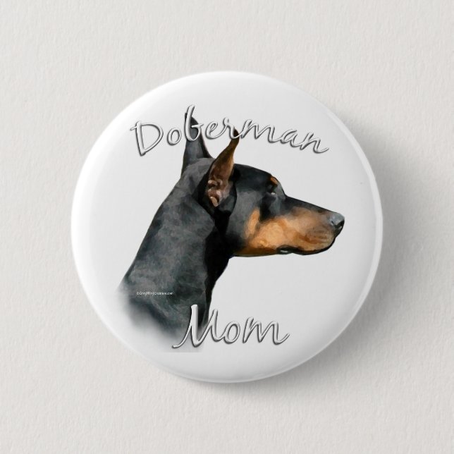 Black Doberman Mum - Button (Front)