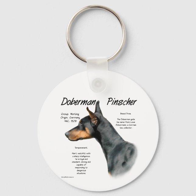Black Doberman Pinscher History  Key Ring (Front)
