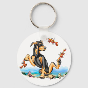Black Doberman Pinscher Kinda Crabby Keychains