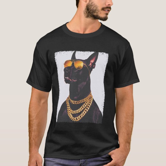 Black Doberman Pinscher T-Shirt (Front)