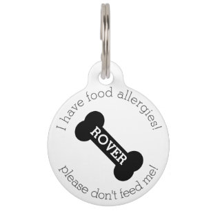 Black Dog Bone - Food Allergies Medical Alert Pet Tag
