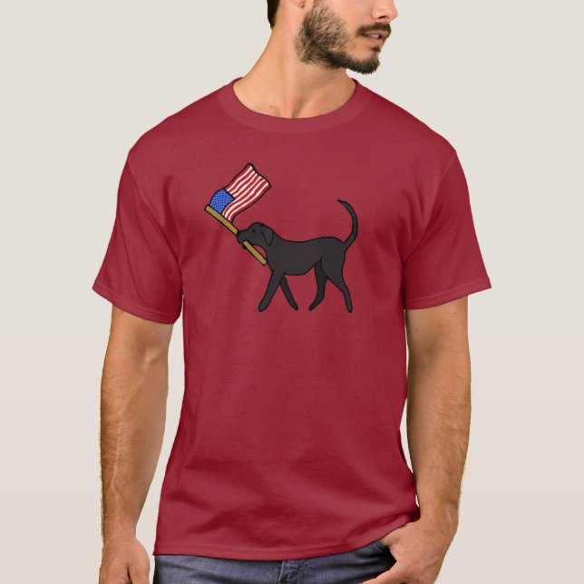 Black Dog Carrying Flag T-Shirt (Front)