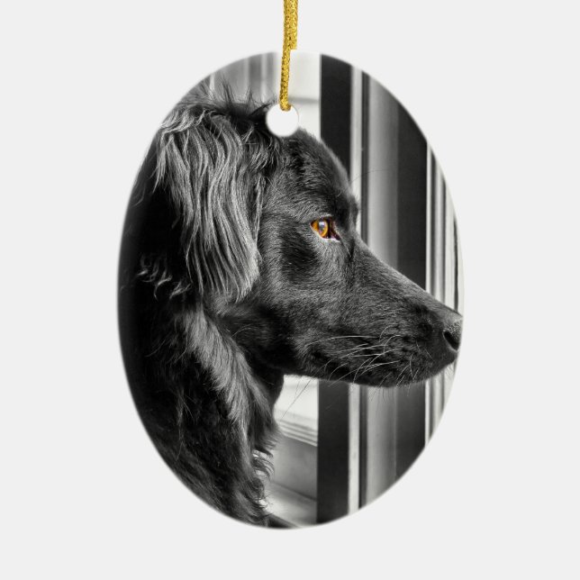 Black dog ceramic tree decoration (Front)
