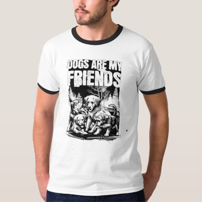 Black Dog design Style: Men's Basic Ringer T-Shirt (Front)