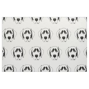 Black Dog Face Animal Lover Pet Owner Sketch Fabric
