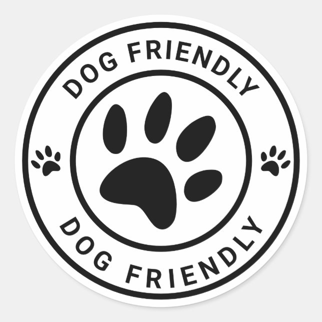 Black Dog Friendly Coffee Cafe Pet Welcome Classic Round Sticker (Front)