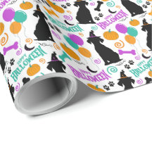 Black Dog Halloween Gift Wrapping Paper