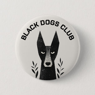 Black Dog Illustration 6 Cm Round Badge
