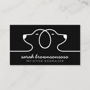 Black Dog Line Logo Petsitter vet Business Card