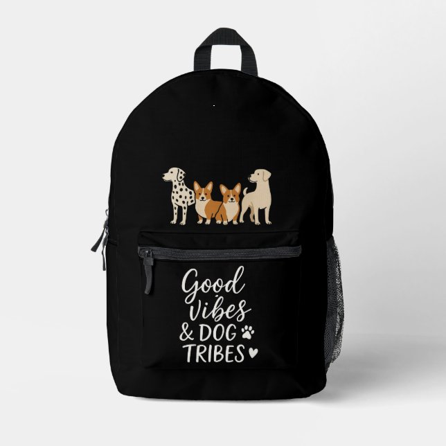 Black Dog Moms Tribe Corgis Dalmatian Minimalist  Printed Backpack (Front)