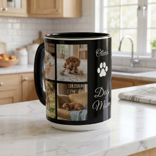 Black Dog Mum Paw Print 8 Photos Custom Mug