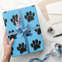 Black Dog Paw Print Hand Drawn Custom