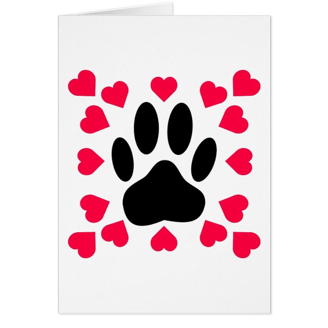 Black Dog Paw Print With Heart Shapes (Front)