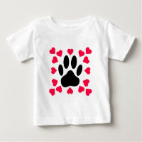 Black Dog Paw Print With Heart Shapes