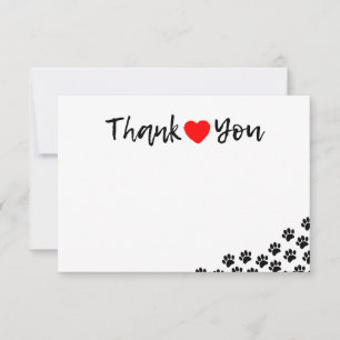 Black Dog Paw Prints Dog Birthday Thank You Pet Card