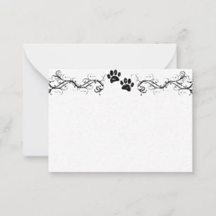 Black Dog Paw Prints Scrollwork Vintage Blank Card