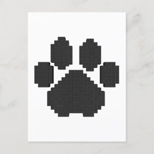 Black Dog Pawprint Building Blocks Postcard