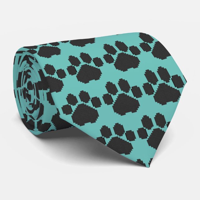 Black Dog Pawprint Building Blocks Tie (Rolled)
