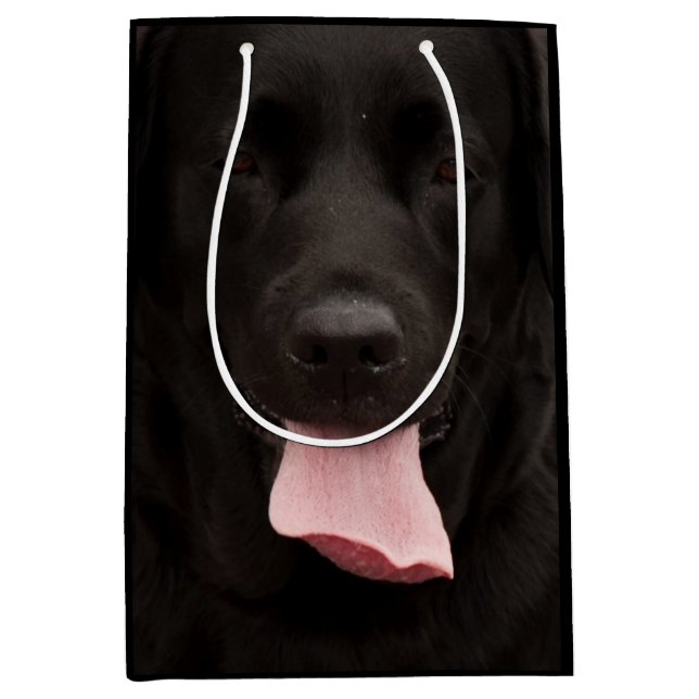 Black dog portrait medium gift bag (Front)