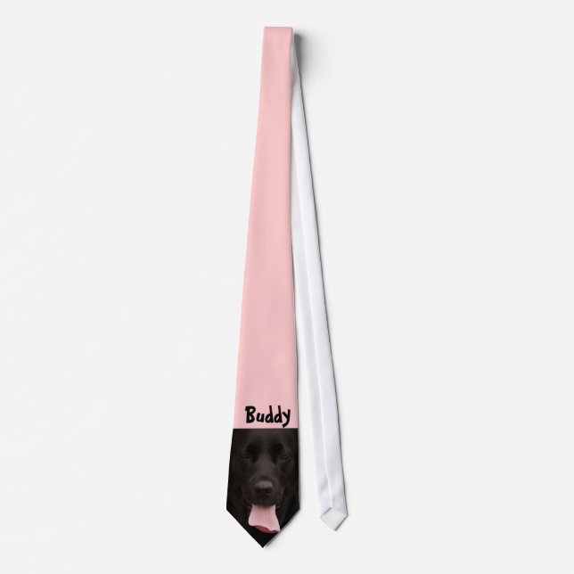 Black dog portrait on pink tie (Front)