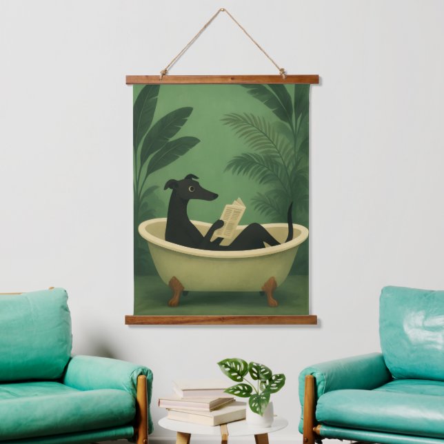 Black Dog Reading Newspaper Wall Art (Living Room)